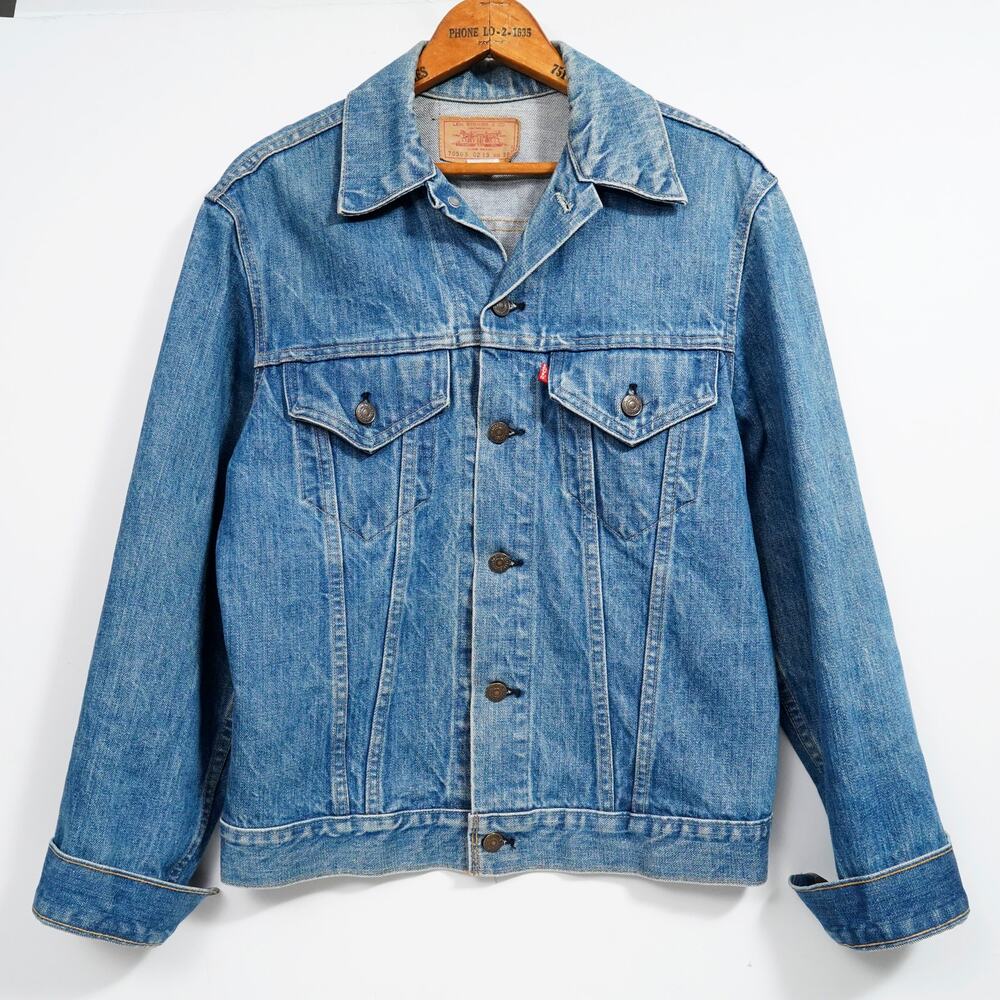 Vintage 70s Levi’s 70505 Trucker Denim Jacket Harley Davidson Patch Size 38